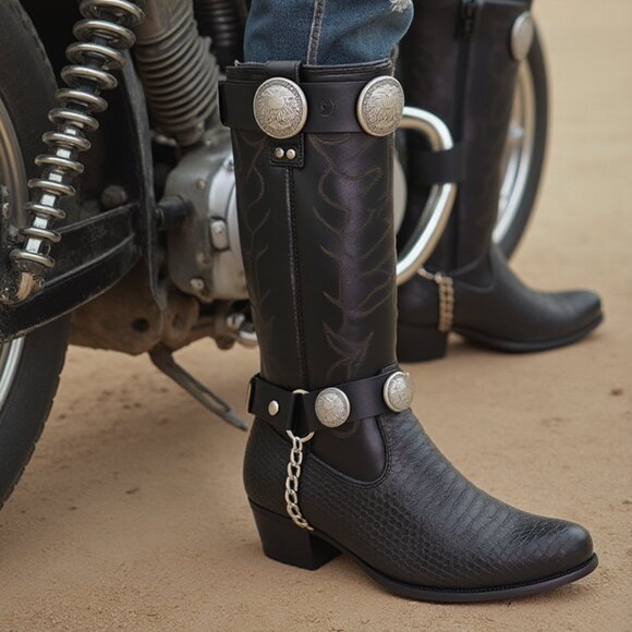 New Men’s Biker Boot Chains – American Eagle Charms Heavy Silver Chain Straps - Picture 6 of 17